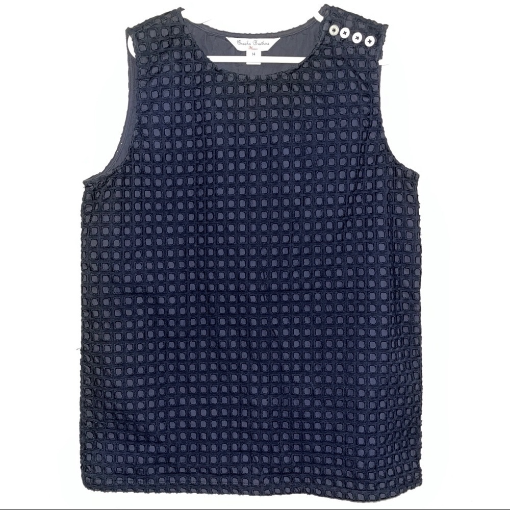 Brooks Brothers Square Eyelet Zipper Side Tank